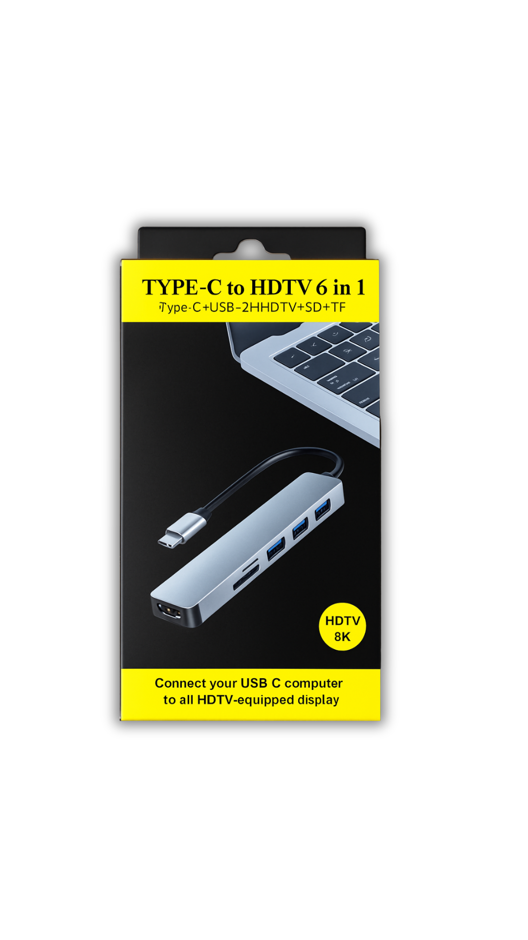 Hub Adaptador Usb-c 6 En 1 (hdmi,2x Usb 3.0, Tf, Sd, Usb-c)